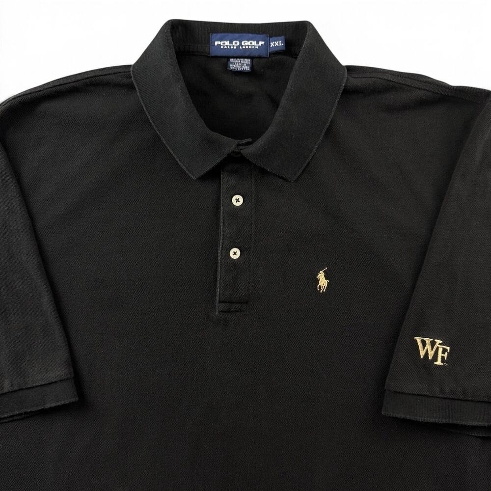 Vintage Polo Golf Ralph Lauren Wake Forest Polo Shirt Mens XXL Black Embroidered